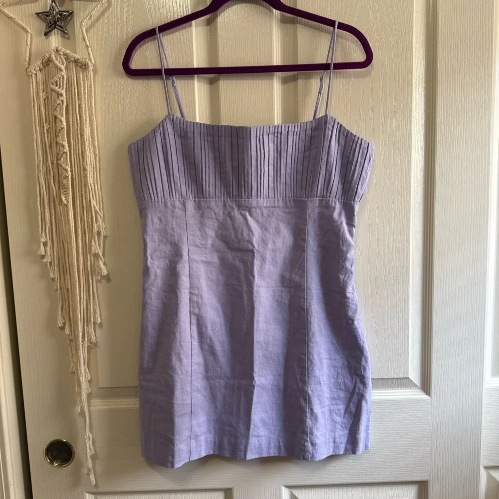 NWT Maeve The Ophelia Sleeveless Linen Slim Mini Dress Lilac Size 12 - Picture 4 of 7